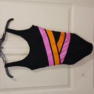 It Figures "Tummy Thinner"  swimsuit one piece - 10 - black/pink/orange